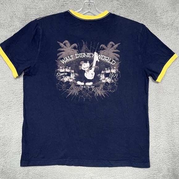 Disney Other - VTG Disney Parks T Shirt Men's Sz XL Blue Ringer Ukulele Floral Double Sided Tee